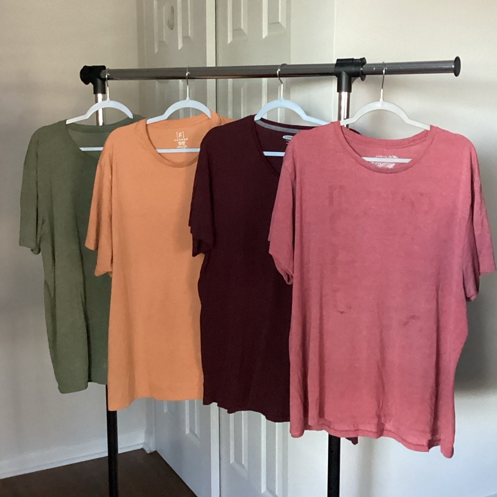 Mens Casual T-Shirt Set - Green, Orange, Burgundy, Pink